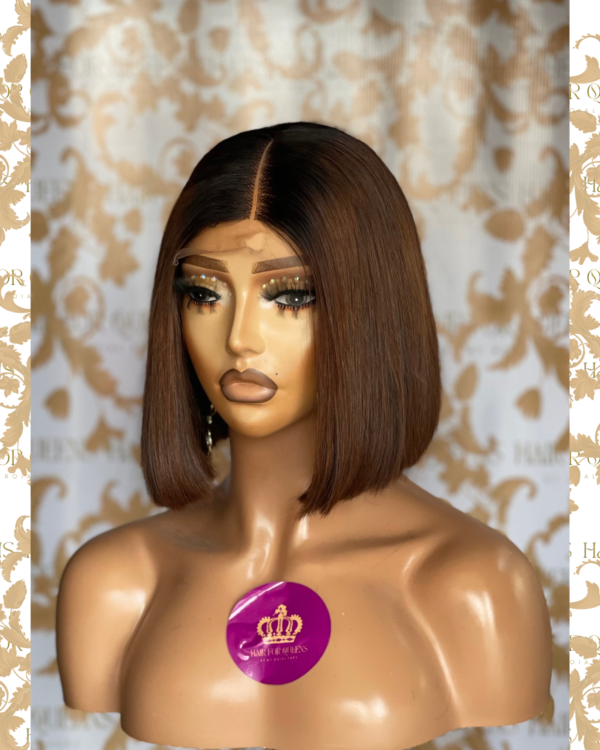 QUEEN Elena-10 inches chocolate bone straight bob wig unit - Image 4