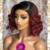 QUEEN Liza -10 inches hd 6x6 burgundy bob wig unit