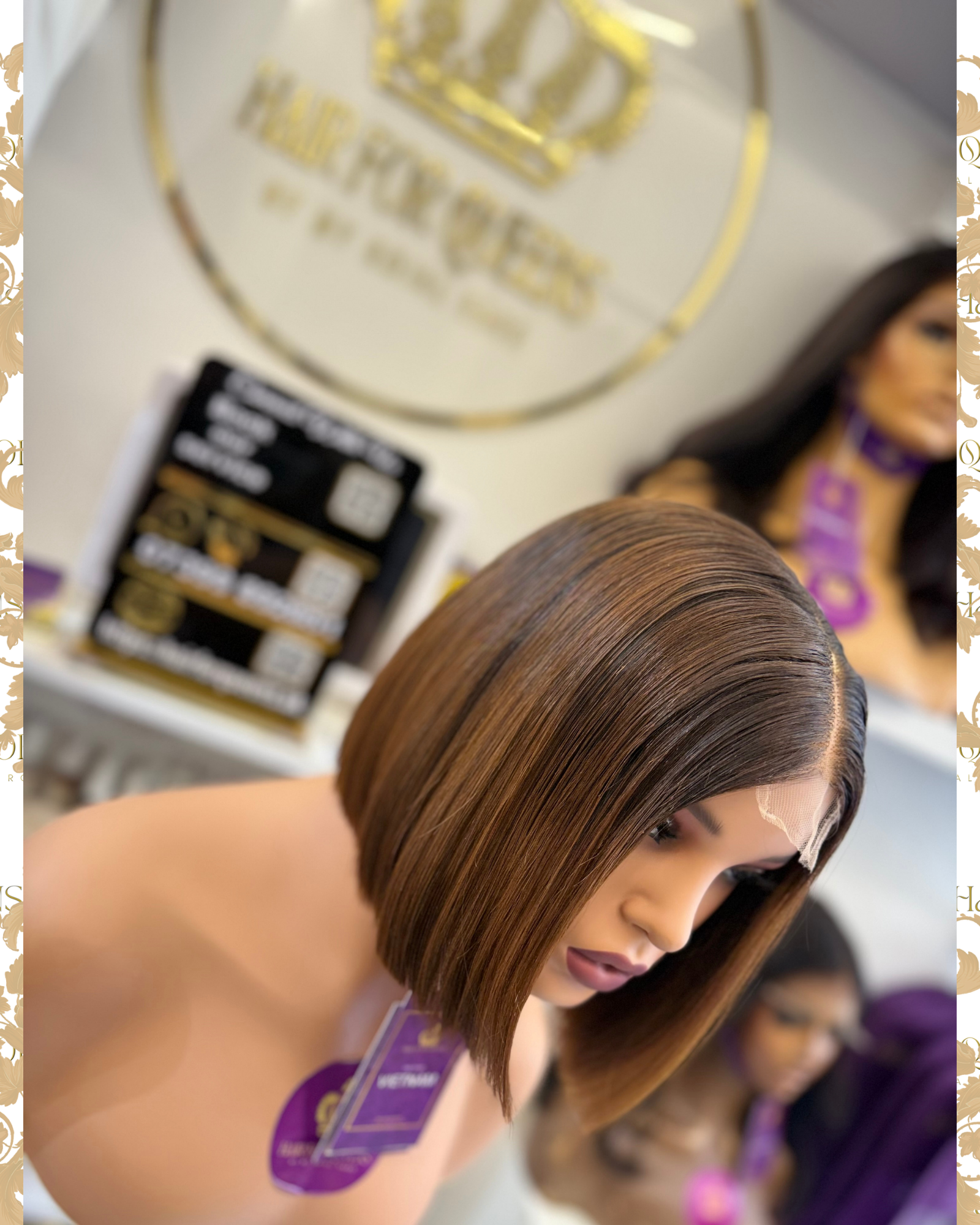 Queen Emma – two tone brown bone straight Vietnamese wig - Image 3