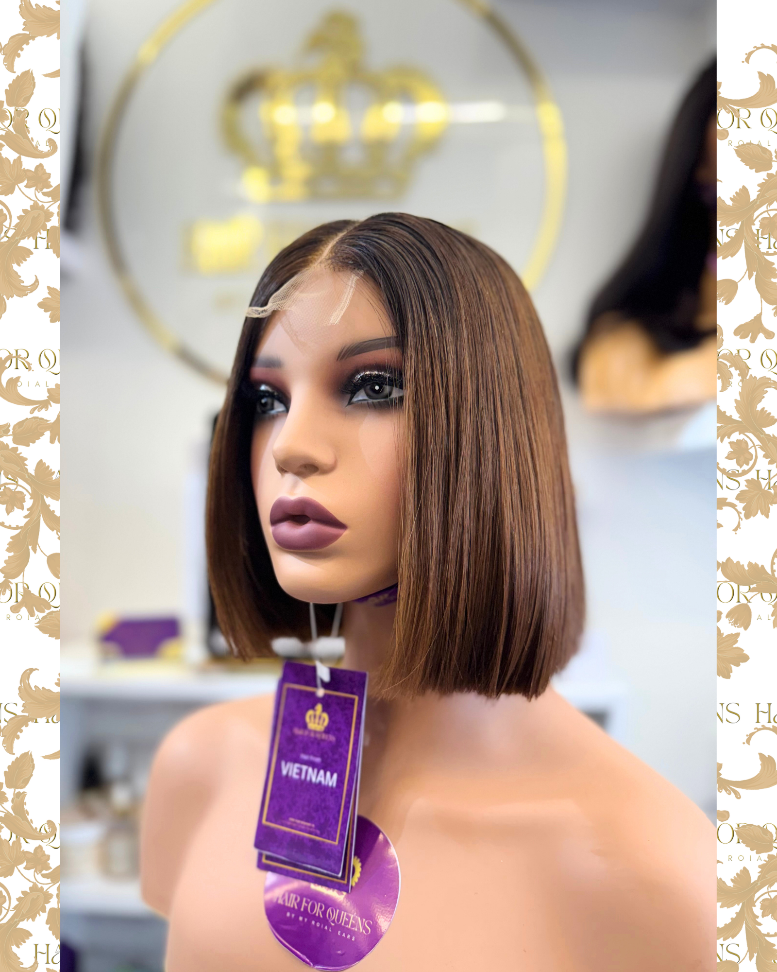 Queen Emma – two tone brown bone straight Vietnamese wig - Image 5
