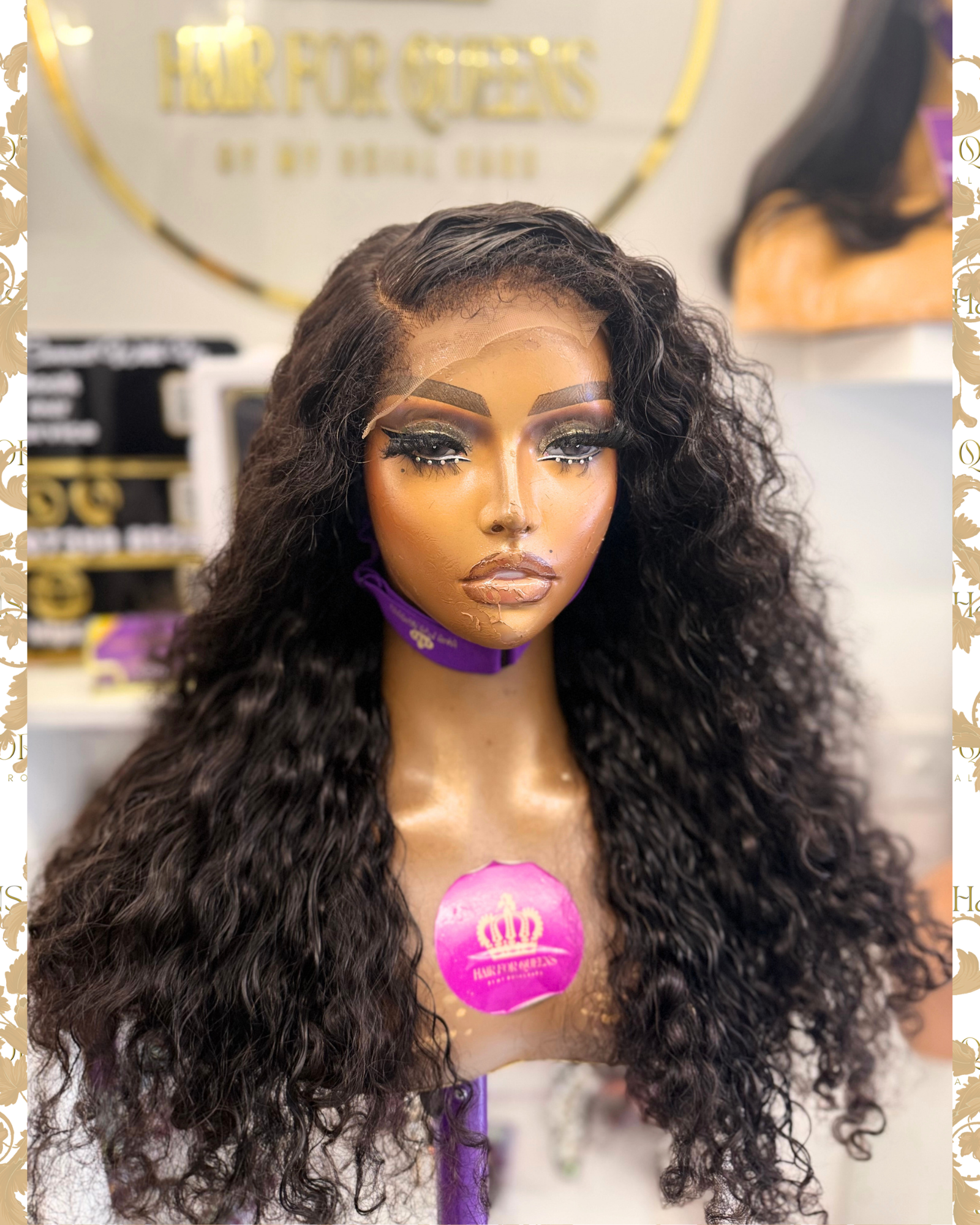 Queen Sassy – 18inches 5x5 Natural Baby Hair Spanish Curls Wig - Image 3