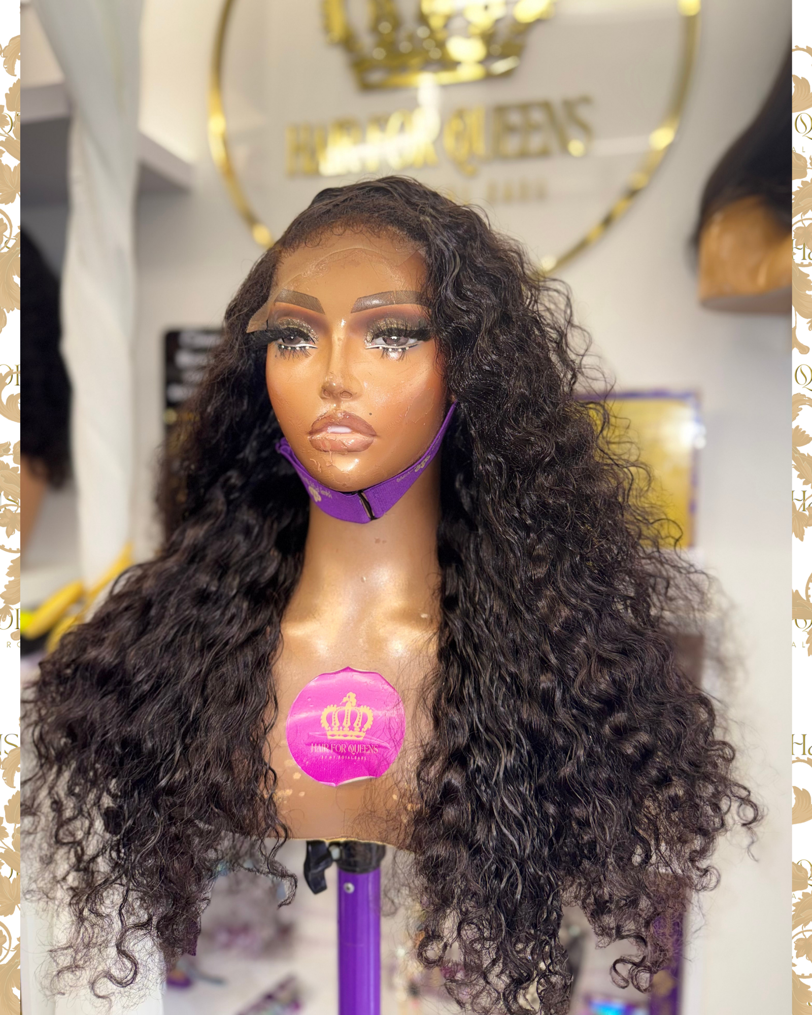 Queen Sassy – 18inches 5x5 Natural Baby Hair Spanish Curls Wig - Image 4