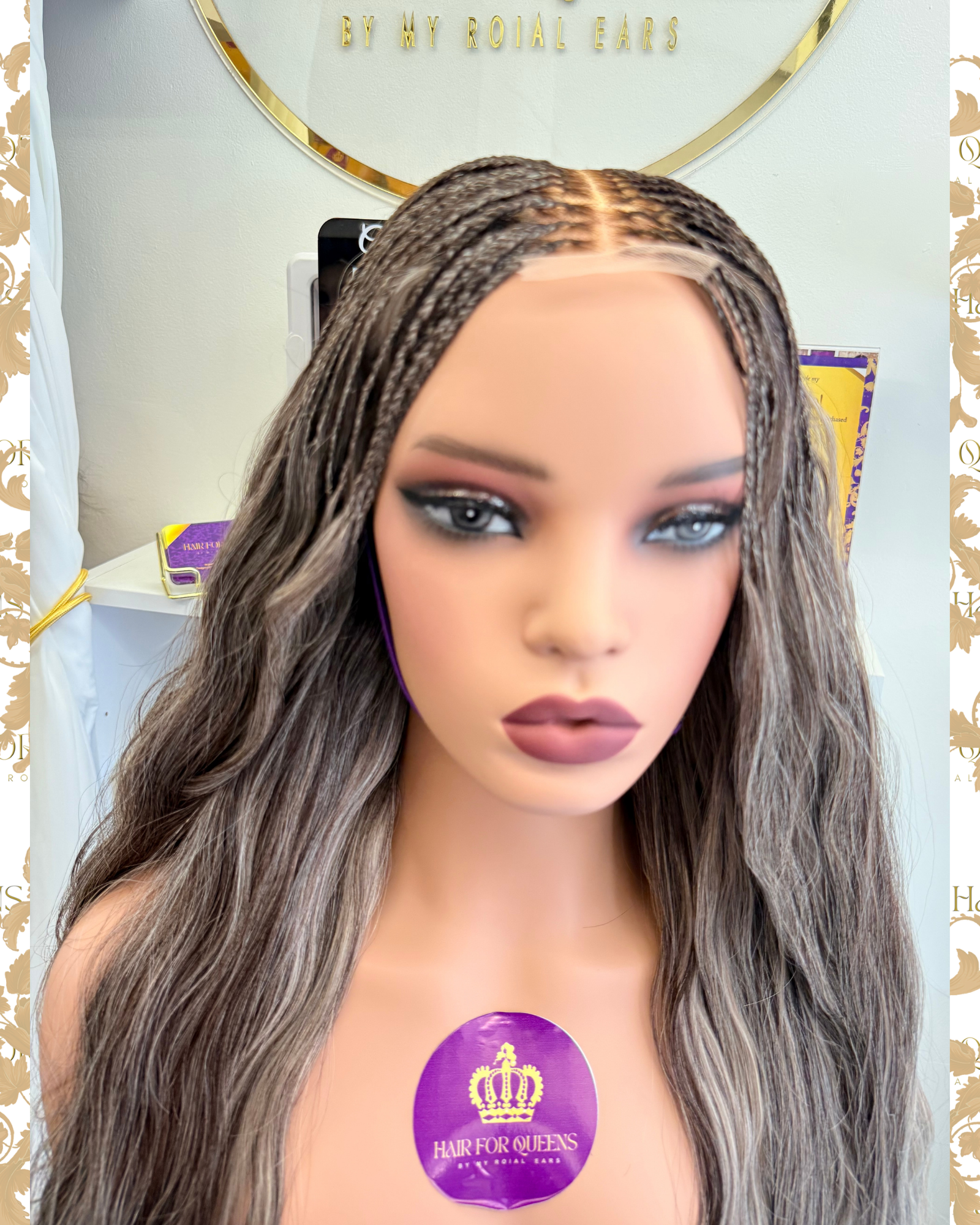 Queen Marha – 24 inches Braided Bohoo Gray Wig - Image 3