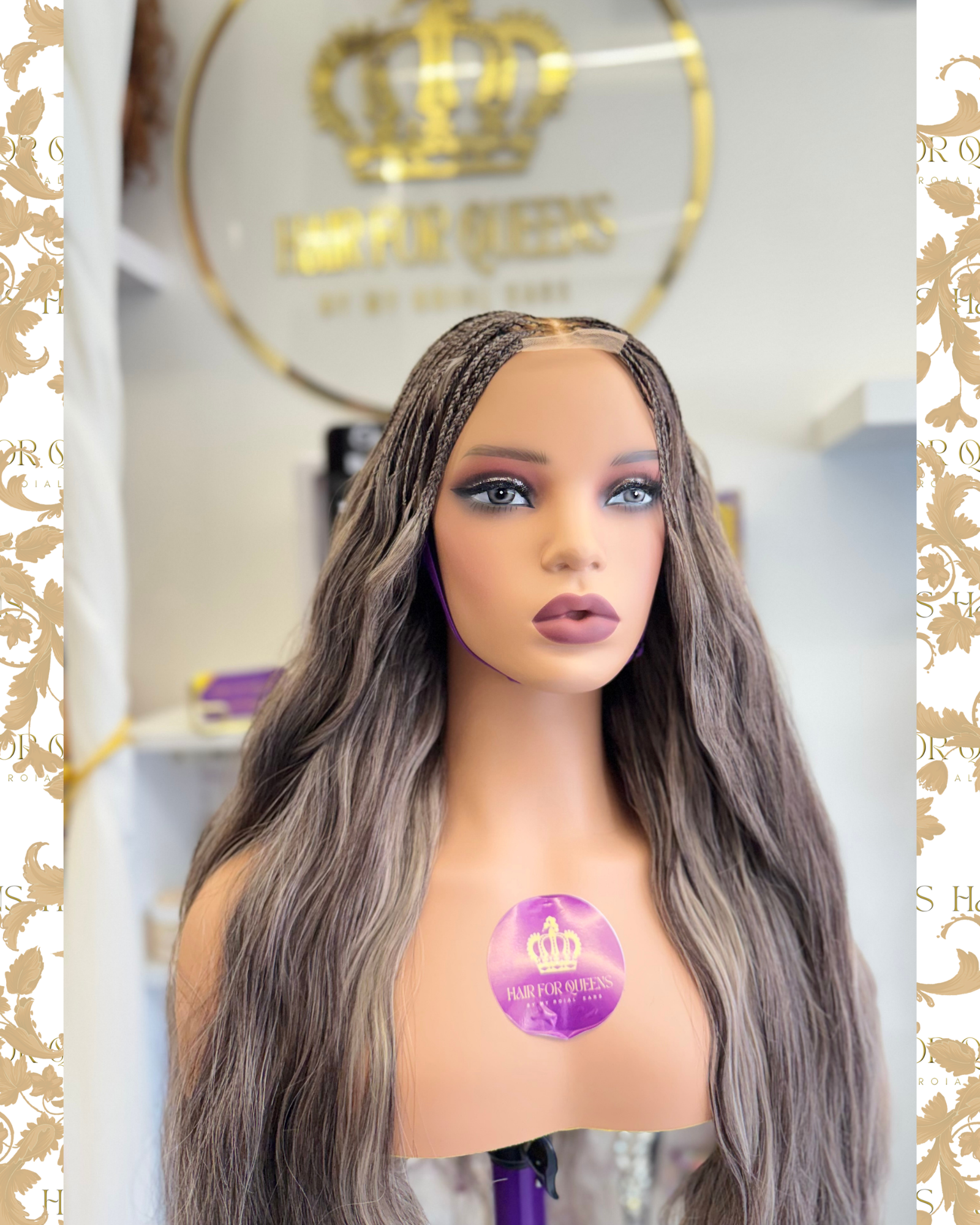 Queen Marha – 24 inches Braided Bohoo Gray Wig - Image 4
