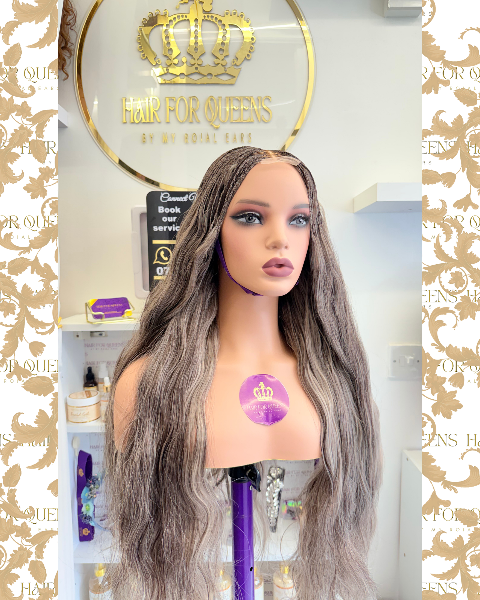 Queen Marha – 24 inches Braided Bohoo Gray Wig - Image 5
